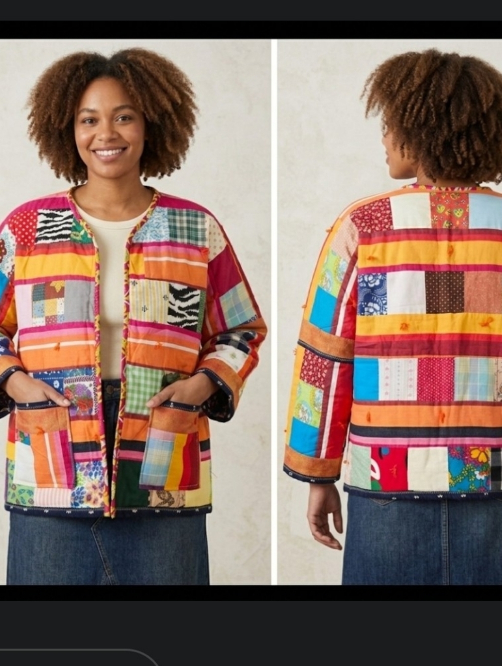 Upcycled Vtg Quilt Blanket Flirty Jacket S-M Open Front Dont Throw It Out